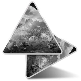 2 x Triangle Stickers 7.5cm - BW - Dolomite Mountain Range Italy Fun Decals for Laptops,Tablets,Luggage,Scrap Booking,Fridges #36062