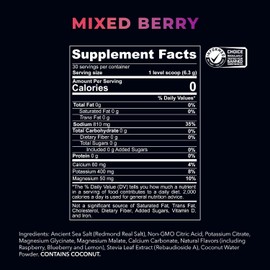 REDMOND RE-LYTE, Electrolitos Naturales con Real-Salt, Hidratación Clean sin Calorías ni Azúcares, 30 Porciones, Sabor Mixed Berry
