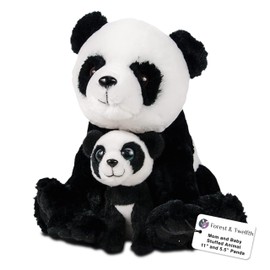 Mom and Baby Stuffed Animal Panda, 11" and 5.5", Safari Baby Shower Decorations, Nursery Decor, Zoo Animals for Toddlers, Quality Toys Kids Will Love, Cute, Soft, Huggable and Squeezable
