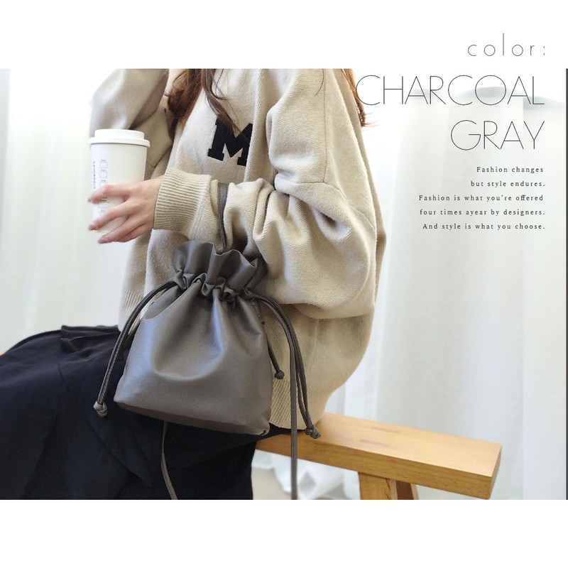 Giselle Women's Shoulder Bag, Drawstring Bag, 2-Way Mini Bag, Crossbody