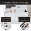 BLU MONACO White Desktop Organizer with Drawer – Paper Wood