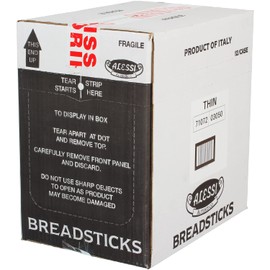 Alessi Imported Breadsticks, Thin Autentico Italian Crispy Bread Sticks, Low Fat Made with Extra Virgin Olive Oil (Thin, 3 Ounce (Pack of 12))
