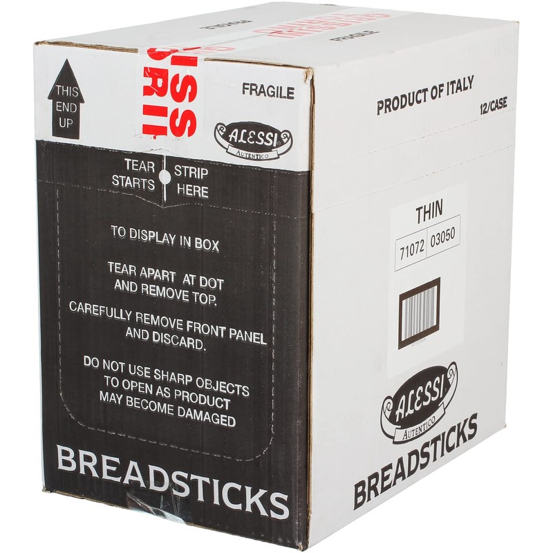 Alessi Imported Breadsticks, Thin Autentico Italian Crispy Bread Sticks, Low