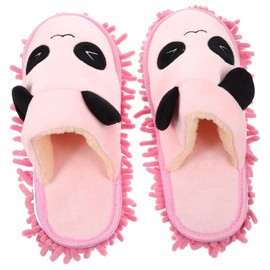 SAFIGLE 1Pair Slip Mopping Slippers for Effortless Floor Cleaning Cute Panda Design Dust Cleaning Mop Shoes for Lazy Housekeepers Washable Cleaning Tools