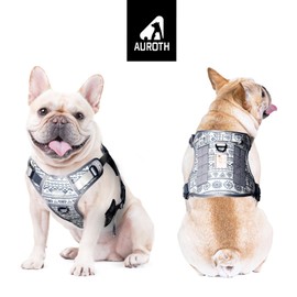 Auroth Tactical Dog Harness for Small Medium Dogs No Pull Adjustable Pet Harness Reflective K9 Working Training Easy Control Pet Vest Military Service Dog Harnesses Bohemia Grey S