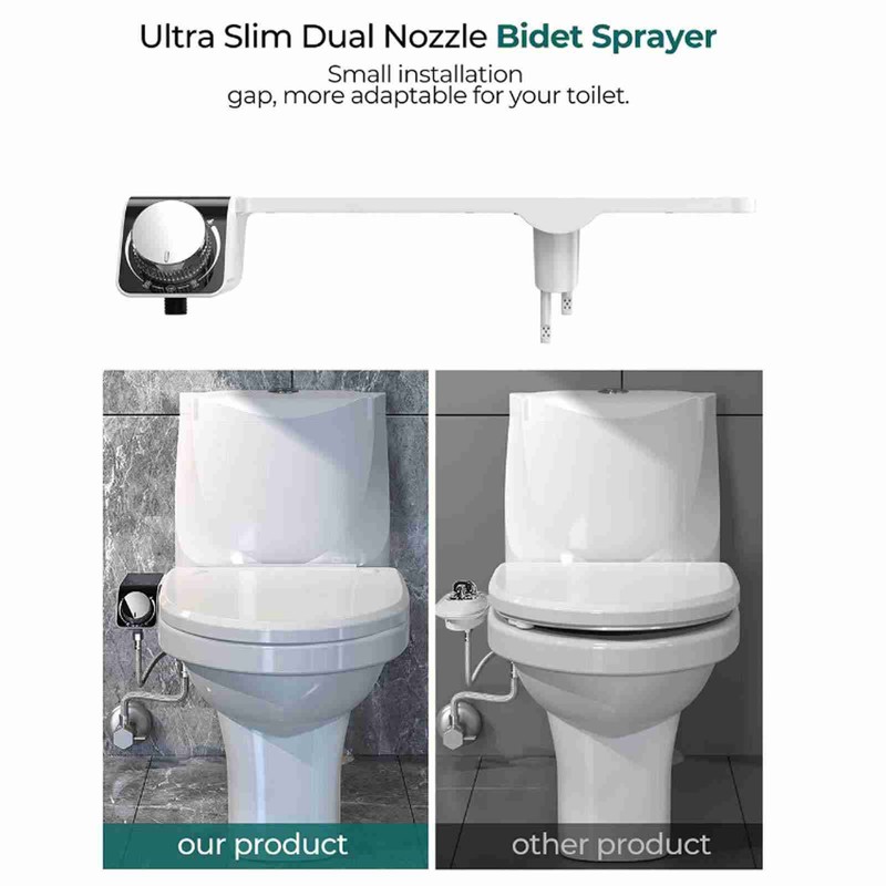 Bidet Toilet Seat Attachment NonElectric Dual Nozzle Adjustable Pressure SelfCleaning(G9/16