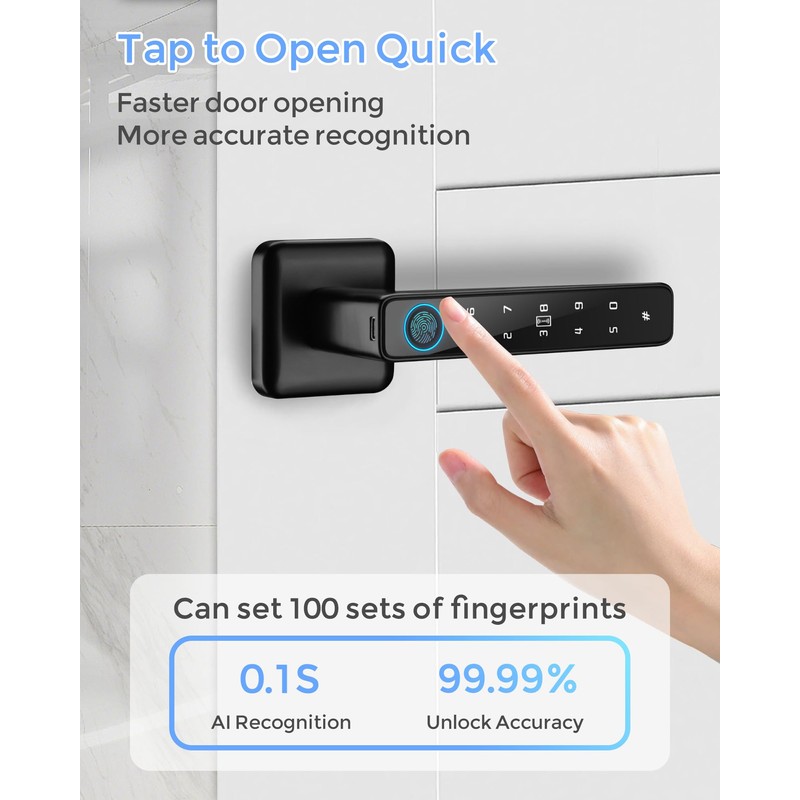 Fingerprint Smart Door Lock for Bedroom, Support Password IC Card