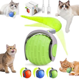 2025 New Interactive Cat Ball Toy for Indoor Cats Rotating Ball Toys,Automatic Moving for Bored Indoor Kitten,360°Automatic Rolling Balls Toy Electric Dogs Cat Balls(Green)