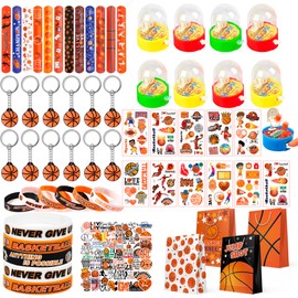 Huxolynifty Basketball Party Favours, 122 Pieces Basketball Party Bag Set - Basketball Gift Bags, Key Chain, Snap Bracelet, Stickers etc. Basketball Party Favours