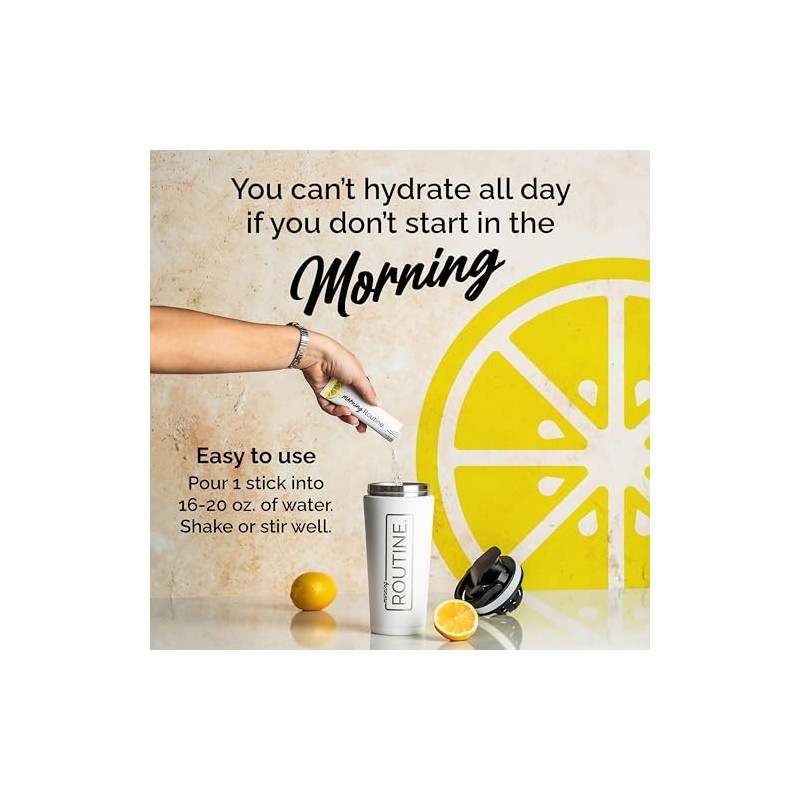 ROUTINE Morning Daily Hydration Electrolyte Drink Mix - Lemon Flavor