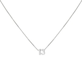 Konpicca Silver Number 13 Necklace for Women 1mm Box Chain With Small Number Pendant Choker Necklace Cute Jewelry for Her