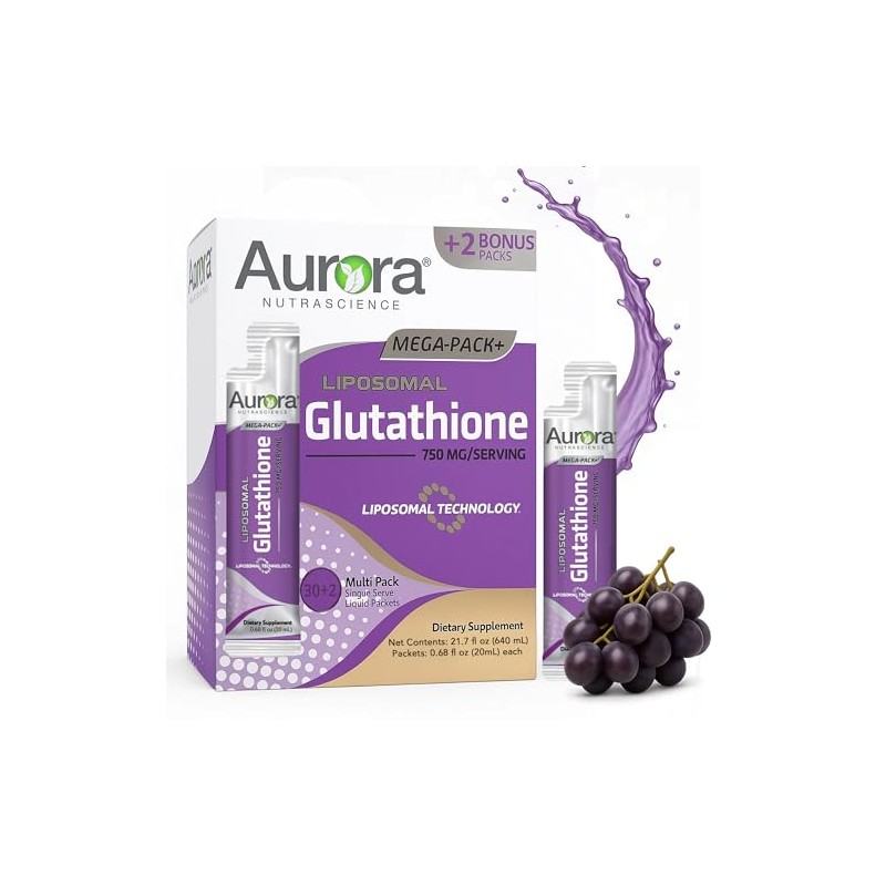 Aurora Nutrascience Mega-Pack Liposomal Glutathione, Immune System Support, Antioxidant, 750