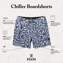 Roark Chiller Men's Swim Trunks – Quick-Dry Boardshorts with 4-Way Stretch, Hemp Blend Fabric, Pockets & Adjustable Waist - Slate 36"