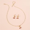Red Cherry Crystal Jewelry Set Gold Plated Dainty Sweet Fruit