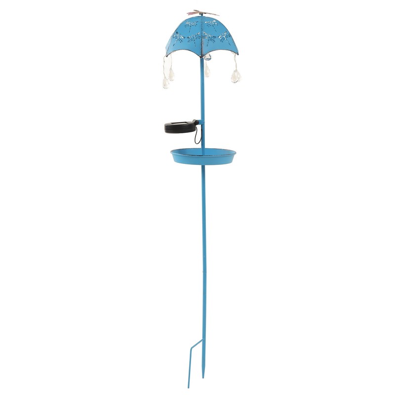 Solar Bird Feeder LED Floor Lamp with Feeding Tray Umbrella