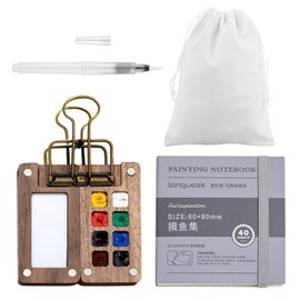 Portable Watercolor Palette, Mini Travel Paint Set with 8 Grids Mini Wood Palette Box, for Professional Artists Travel Sketches Students & Watercolor Painters