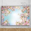 Renaiss 7x5ft Pink Floral Backdrop Romantic Cherry Blossom Blue Sky