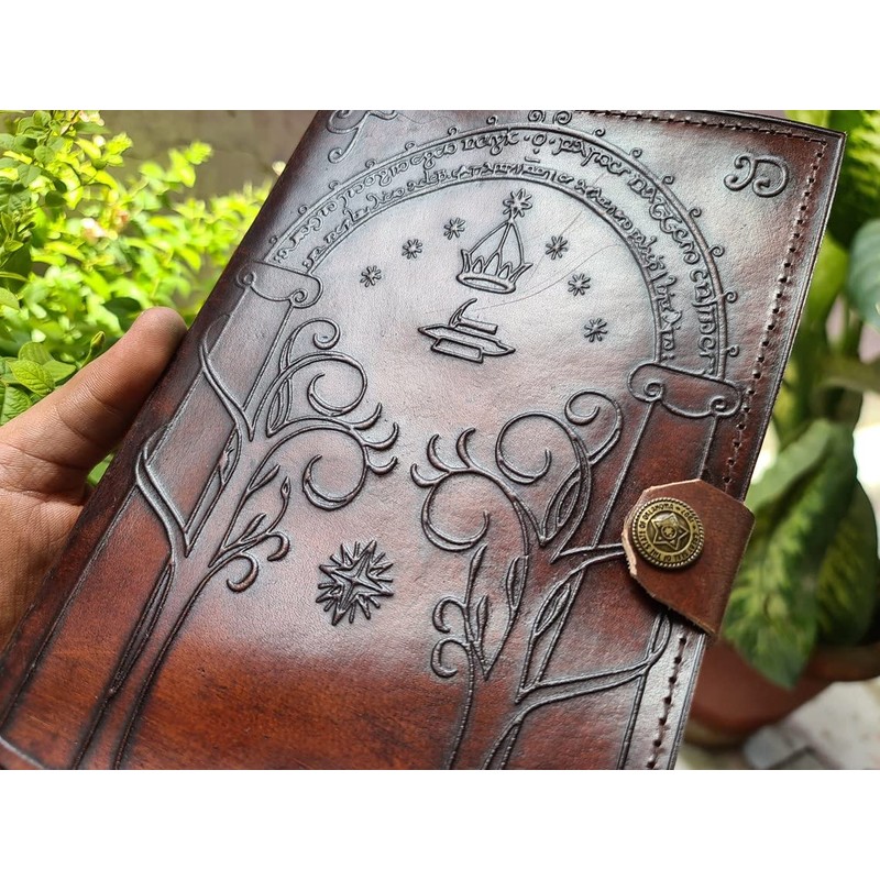 Quirky Craft Brown Leather Journal, Doors of Durin, Tolkien Lord