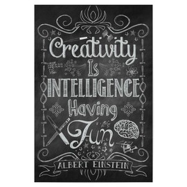 artboxONE Poster 30 x 20 cm Typography Creativity is Intelligence Having Fun 2 Inches Picture Albert Einstein Quotes Board