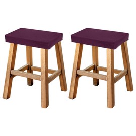 sourcing map Bar Stool Cover Rectangle, Stretch Washable Saddle Counter Vanity Barstool Slipcover Seat Cushion Protector with Elastic Band for Wooden Metal Bench Chair(Dark Purple, 2Pcs)
