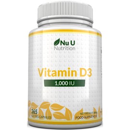 Vitamin D3 365 Softgels (Full Year Supply) | 1000IU Vitamin D Supplement | High Absorption Cholecalciferol Vitamin D (Vitamin D3 softgels Easier to Swallow Than Vitamin D Tablets) by Nu U Nutrition