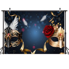 LYWYGG Birthday Party Thin Vinyl Photography Backdrop 7x5FT Masquerade Mysterious Photography Backdrop Photo Background Studio Prop for Wedding, Party, Newborn, Children, and Product Photography CP-5