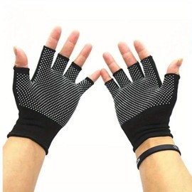 Générique Breathable Half Finger Gloves for Cycling, Hiking & Fitness - Polyester Knitted Fabric Lace Up Closure