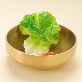 Hetomon 19cm Stainless Steel Golden Double Bowl Soup Bowl Thick Bowl Bibimbap Bowl Noodle Soup Bowl (Golden)