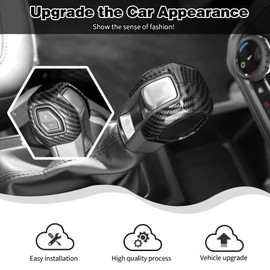 HTHE Center Console Gear Shifter Knob Cover Fit for Ford Bronco 2021-2024 + (Carbon Fiber, 2Pcs/Set)