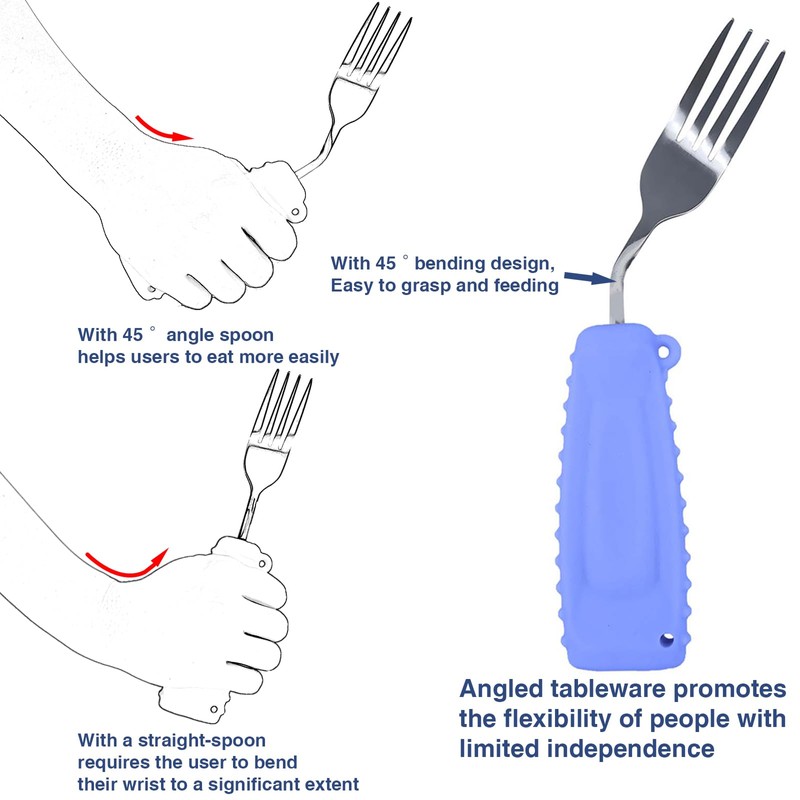 EZ Assistive - Cuchara adaptativa y tenedor fácil de sostener