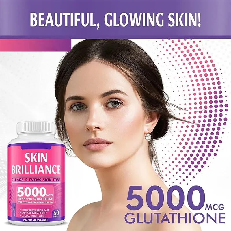 Glutathione Capsules Skin Whitening, Hyperpigmentation Skin Brightening, Glutathione, 5000mg -