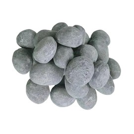 Fireplace Ceramic Pebbles 24 pieces, round lava pebbles, gas logs, for indoor and outdoor fireplaces and fire pits, decorative landscaping stones(Grey)