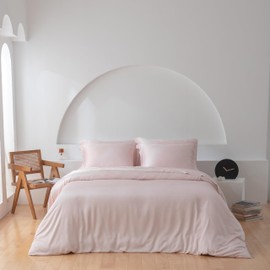 Oasis Bamboo Duvet Cover Set Cooling (Pink, Full/Queen)