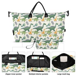 senya Weekender Bags Travel Duffel Gym Bag Green Dinosaurs Carry on Overnight Tote Bag with Toiletry Bag for Airplane Travel Trip Gym Yoga, g368733851p1006c1071s2442