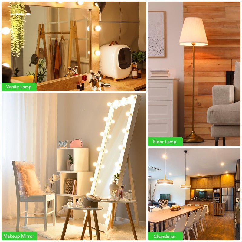 BUBO Globe Light Bulbs 60 Watt Equivalent, Vanity Light Bulbs