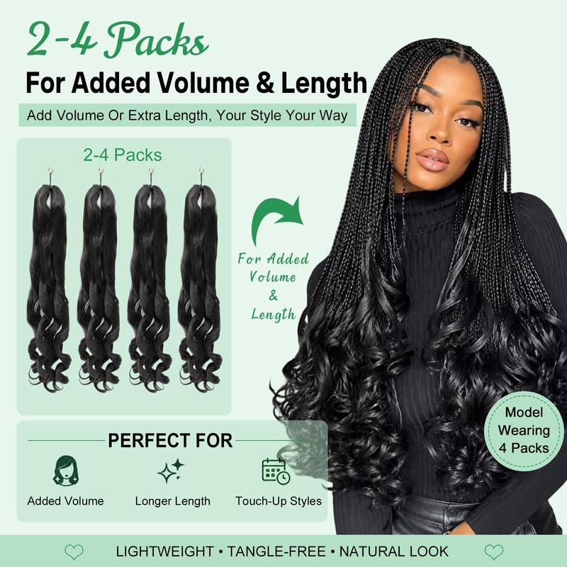 French Curl Braiding Hair 12 Inch 1B 4 Packs