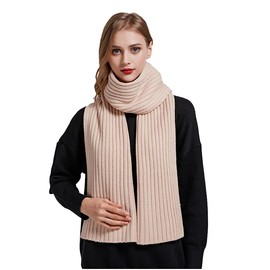 bestree Winter Wool Scarves for Women Pure Color Chunky Extended Knit Warm Neck Couple Scarfs Shawls Wraps for Ladies and Men (Beige)