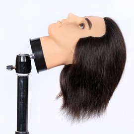 Male Mannequin Head 100% Human Hair Mannequin Head Cosmetology Mannequin Head with Stand Mannequin Head Human Hair Doll Head (black)