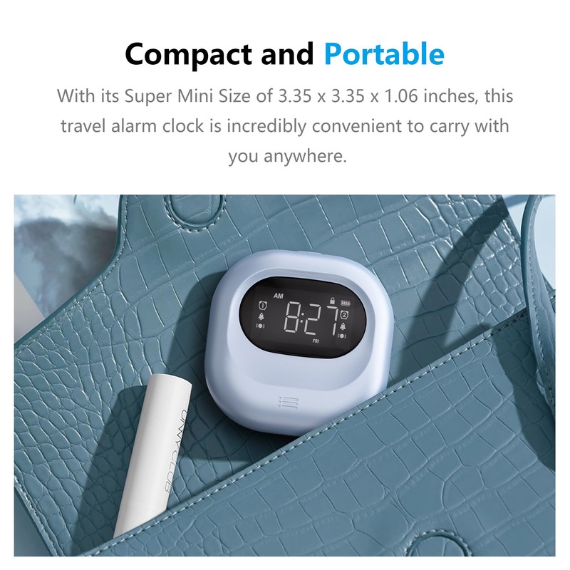 Vibrating Alarm Clock Rechargeable Battery Operated Cordless & Dual Alarms