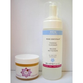 REN Moroccan Rose Otto Sugar Polish AND Rosa Centifolia Foaming Cleanser LOT SET