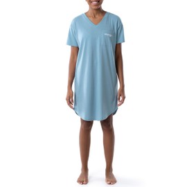 Wrangler Women's Short Sleeve V-Neck Sleepshirt, Ashley Blue, 2X