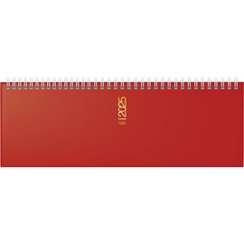 rido/idé Landscape Appointment Book Model AC Weekly Horizontal Appointment Book (2025), 2 Pages = 1 Week, 307 × 105 mm, 112 Pages, Hard Foil Cover, Red