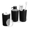 iDesign 4-Piece Bathroom Accessories Vanity Countertop-Black/Clear Fluted Soap Pump Set