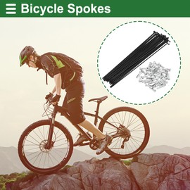 Motoforti Universal Bicycle Spokes Bike Wheel Spokes 14G 202mm Length Carbon Steel Black 1 Set