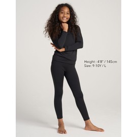 LAPASA Girls Thermal Underwear Set Fleece Lined Long John Base Layer Top Long Sleeves & Bottom Ski Winter Extreme Cold G03 4-5 Years Black