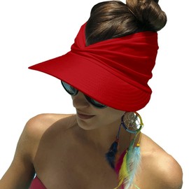 Sun Hats for Women Wide Brim Visor UV Protection Summer Beach Hat for Women Foldable Golf Hats (Red)