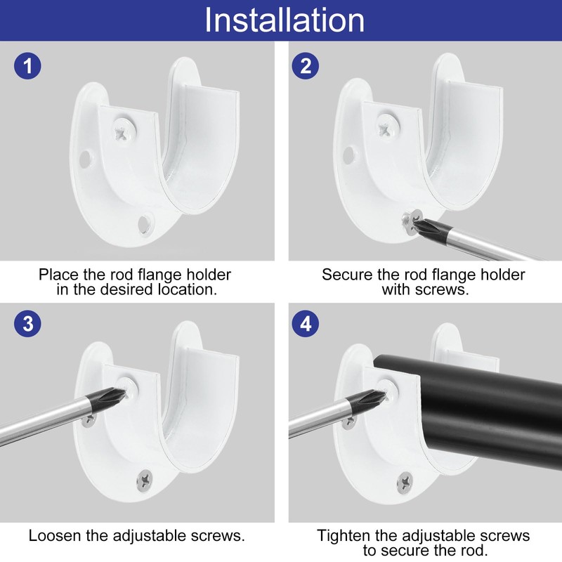 uxcell 4 Pcs 38mm / 1-1/2" Inch Closet Rod Bracket