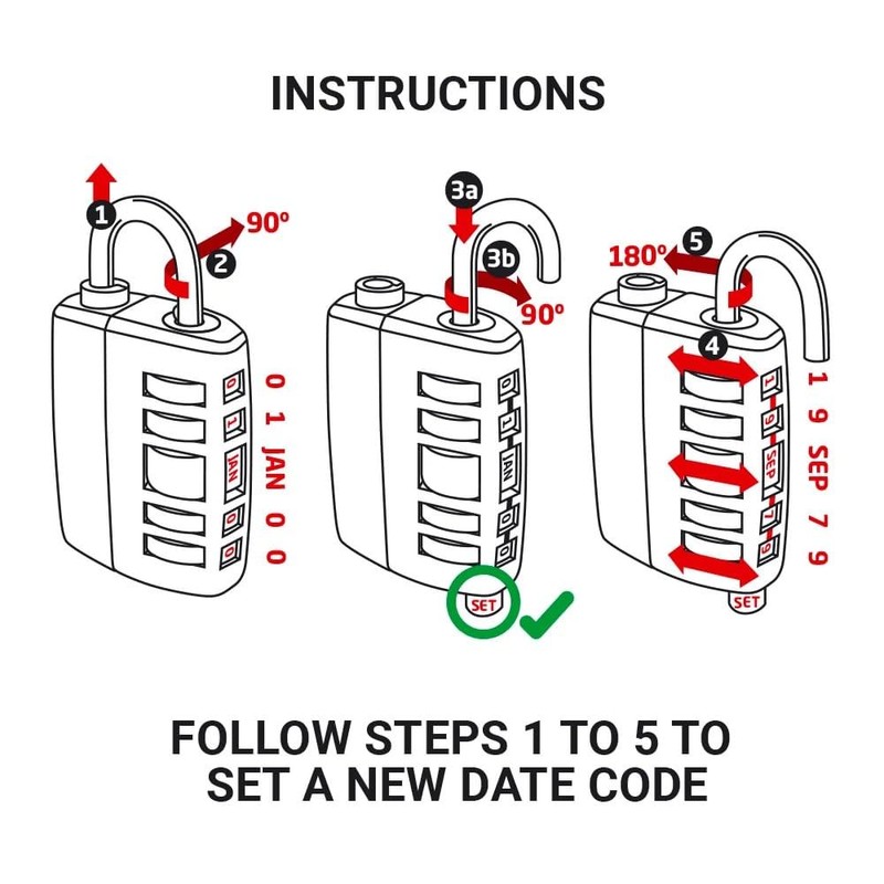 Go Travel- My Date Luggage Combination Padlock - (Ref 354.101)