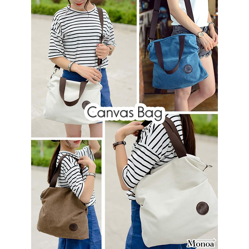 Monoa Women's Shoulder Bag, Handbag, 2-Way, Canvas, Tote Bag, Cross-Body