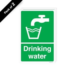 Pack of 2 Drinking Water Signage (150 x 100 mm) Waterproof Drinking Water Vinyl Stickers
